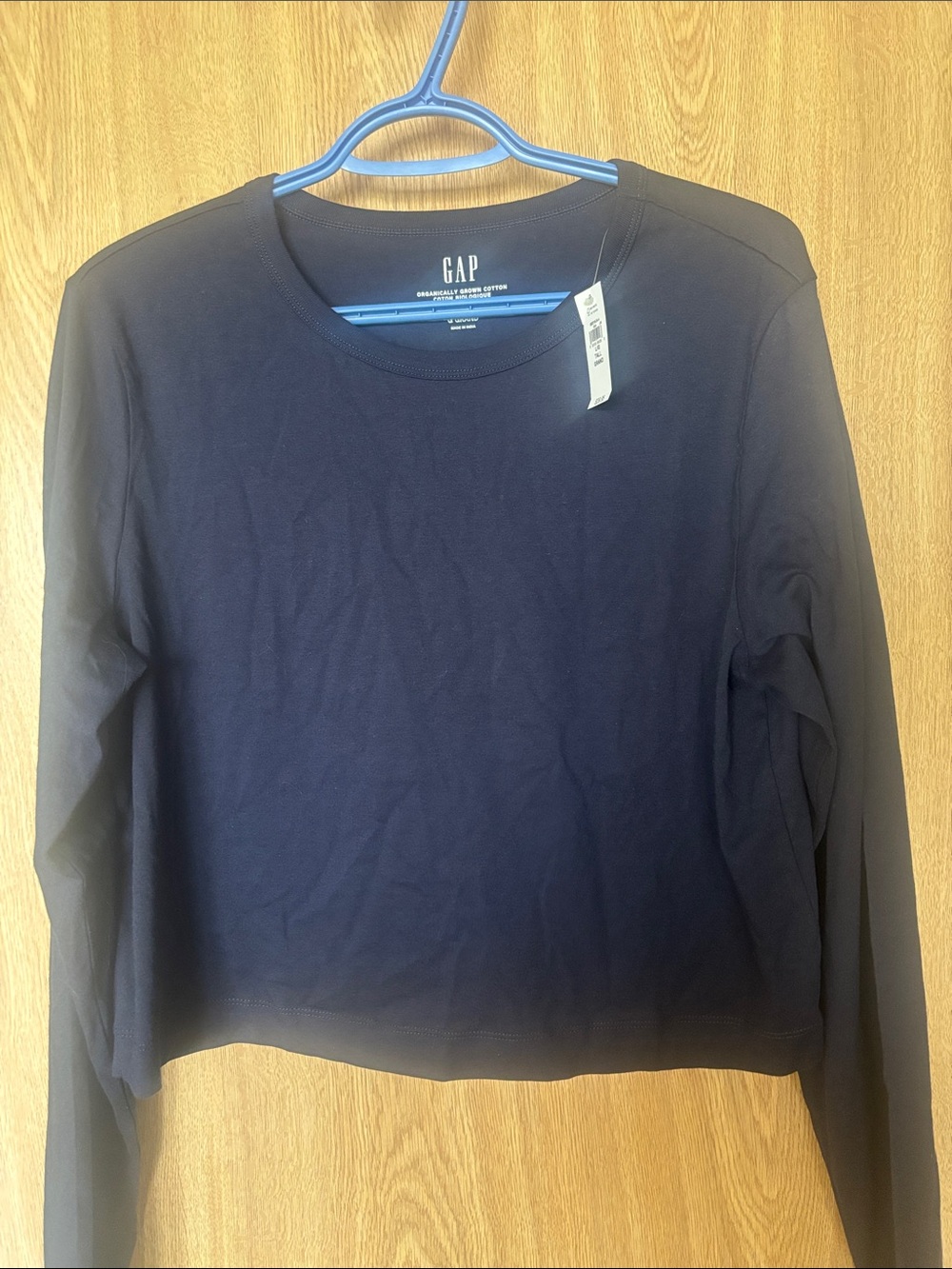 GAP Women's Dark Navy Long-Sleeve cropped Crewneck Tee